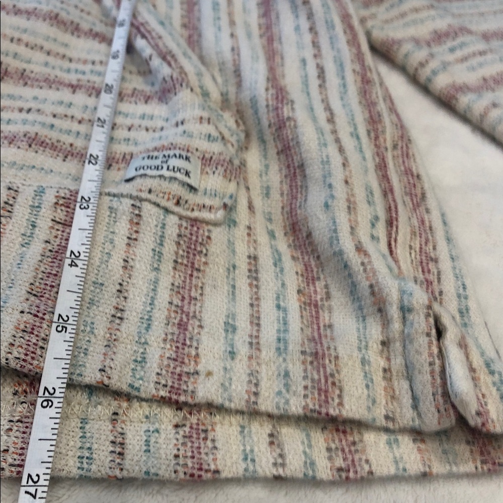 Lucky Brand boho striped hoodie sweatshirt neutral tones beach resort vibes SZ M - Picture 9 of 9